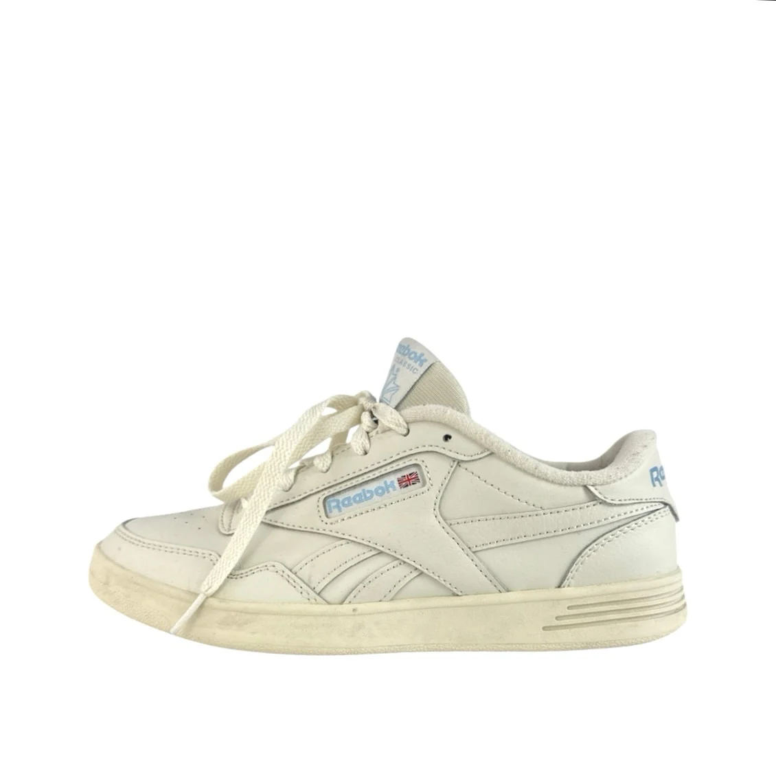 Reebok CLUB MEMT Women's Cream White Leather Lace Up Low Top Sneakers Shoes Sz 8