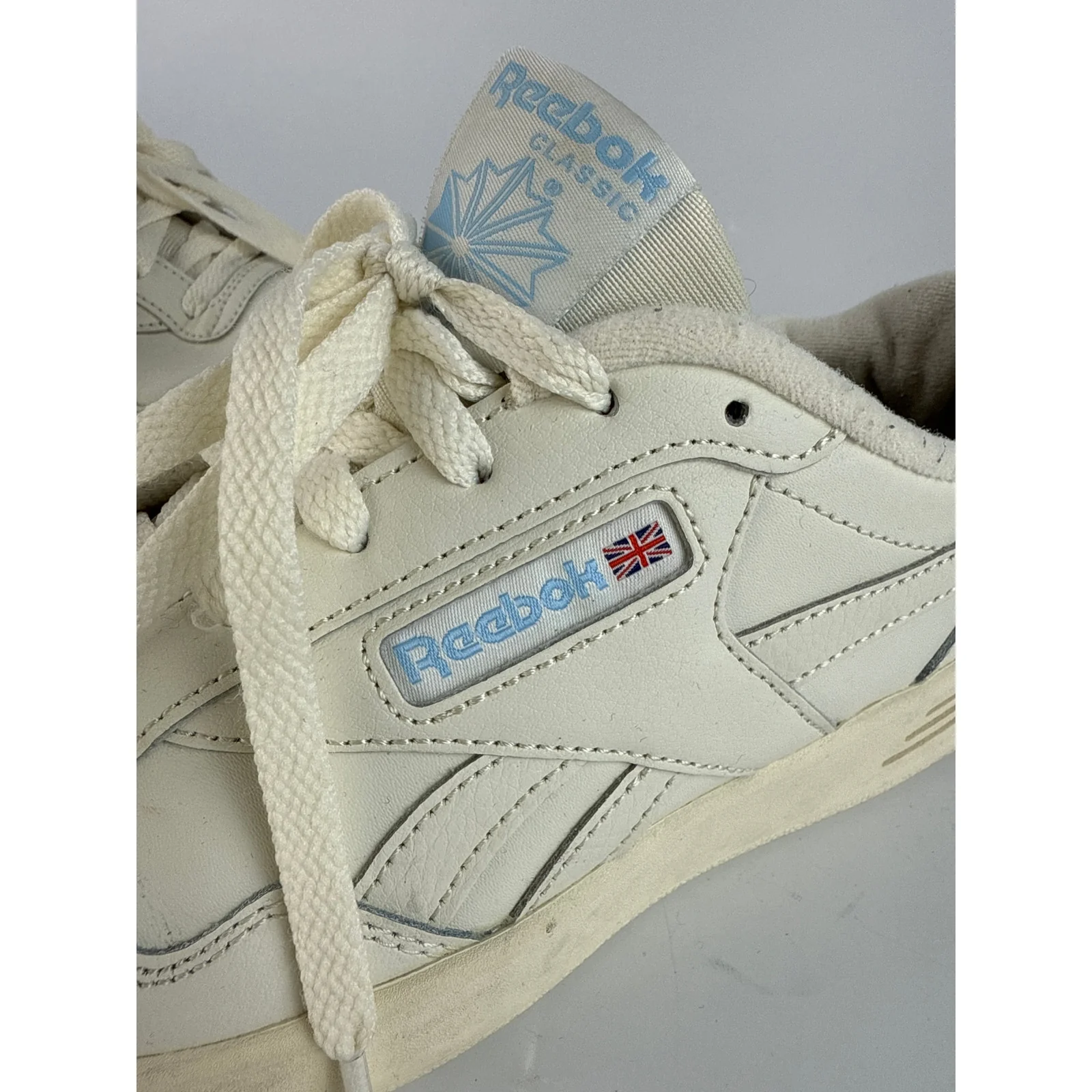 Reebok CLUB MEMT Women's Cream White Leather Lace Up Low Top Sneakers Shoes Sz 8 - Image 6