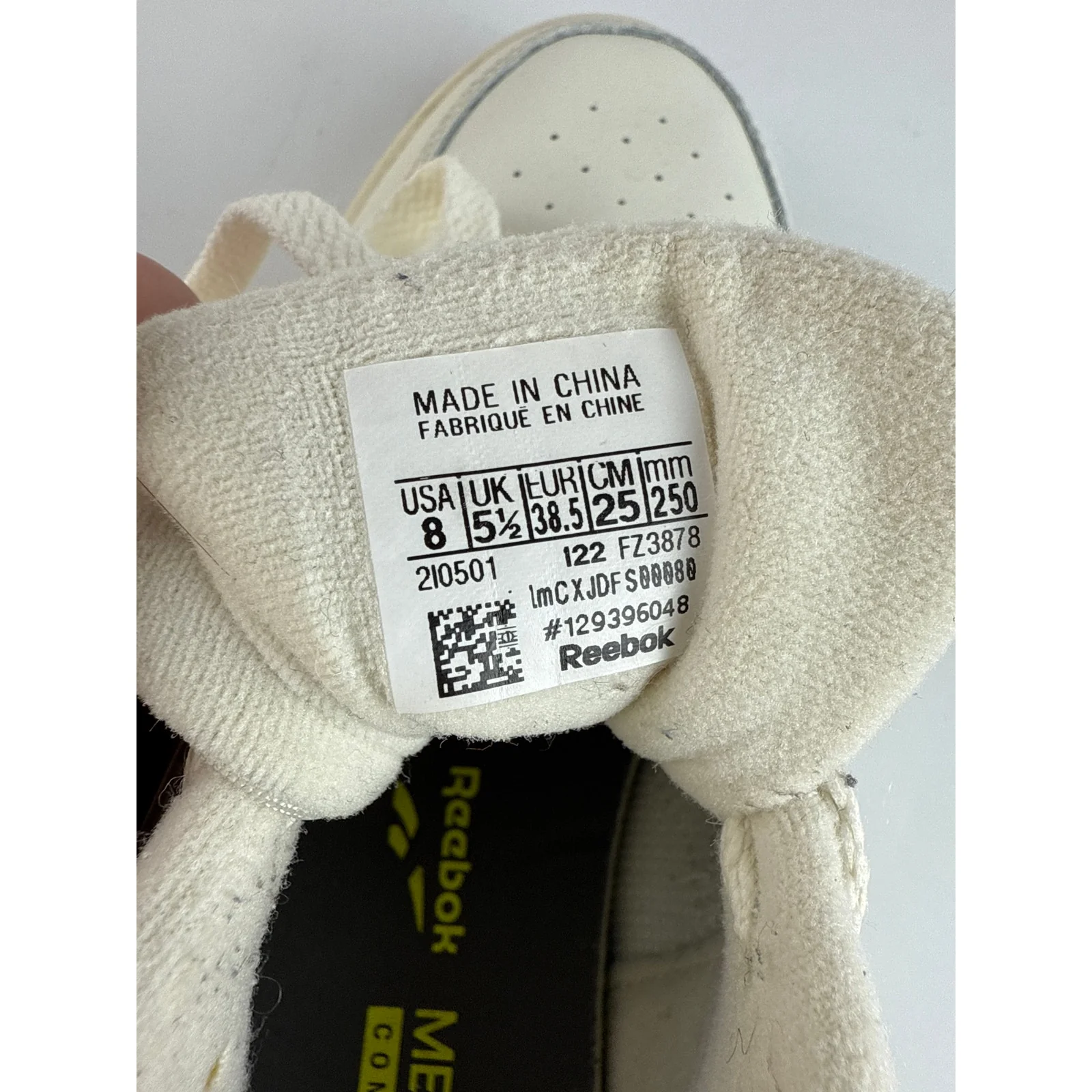 Reebok CLUB MEMT Women's Cream White Leather Lace Up Low Top Sneakers Shoes Sz 8 - Image 8