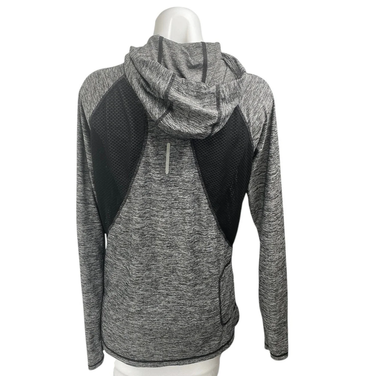 Reebok Gray Mesh Long Sleeve Activewear Sports Hooded Hoodie Sweatshirt Top Sz L - Image 2