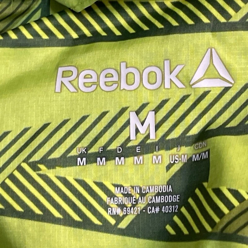 Reebok Men's Green Long Sleeve Full Zip Performance All Over Print Jacket Size M - Image 4