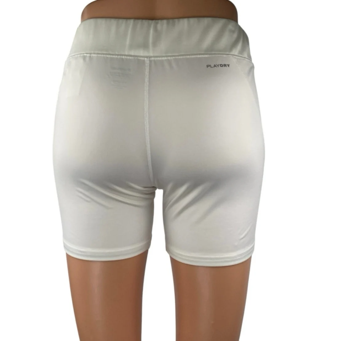 Reebok Playdry Women's White Compression Athletic Workout Fitness Biker Shorts M - Image 3