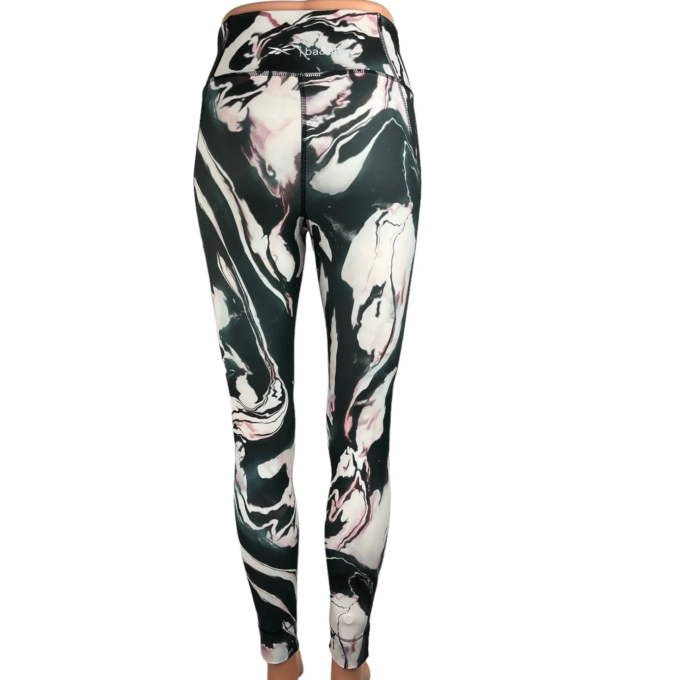 Reebok Speedwick Lux Bold Multicolor Marble Low Rise Activewear Crop Leggings XS - Image 3