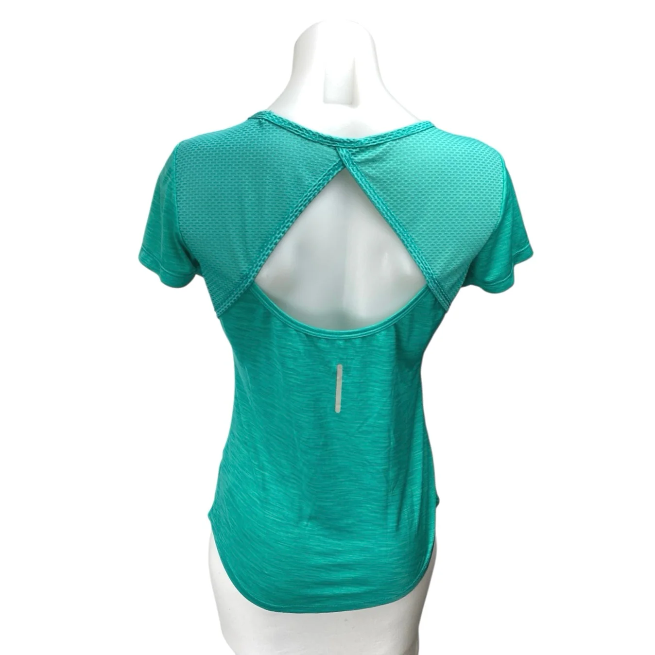 Reebok Women's Green Short Sleeve Cutout Activewear Fitness Tee T-Shirt Top XS - Image 2