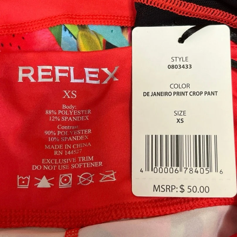 Reflex De Janeiro NWT Multicolor Tropical Mesh Stretch Pull On Crop Legging XS - Image 4