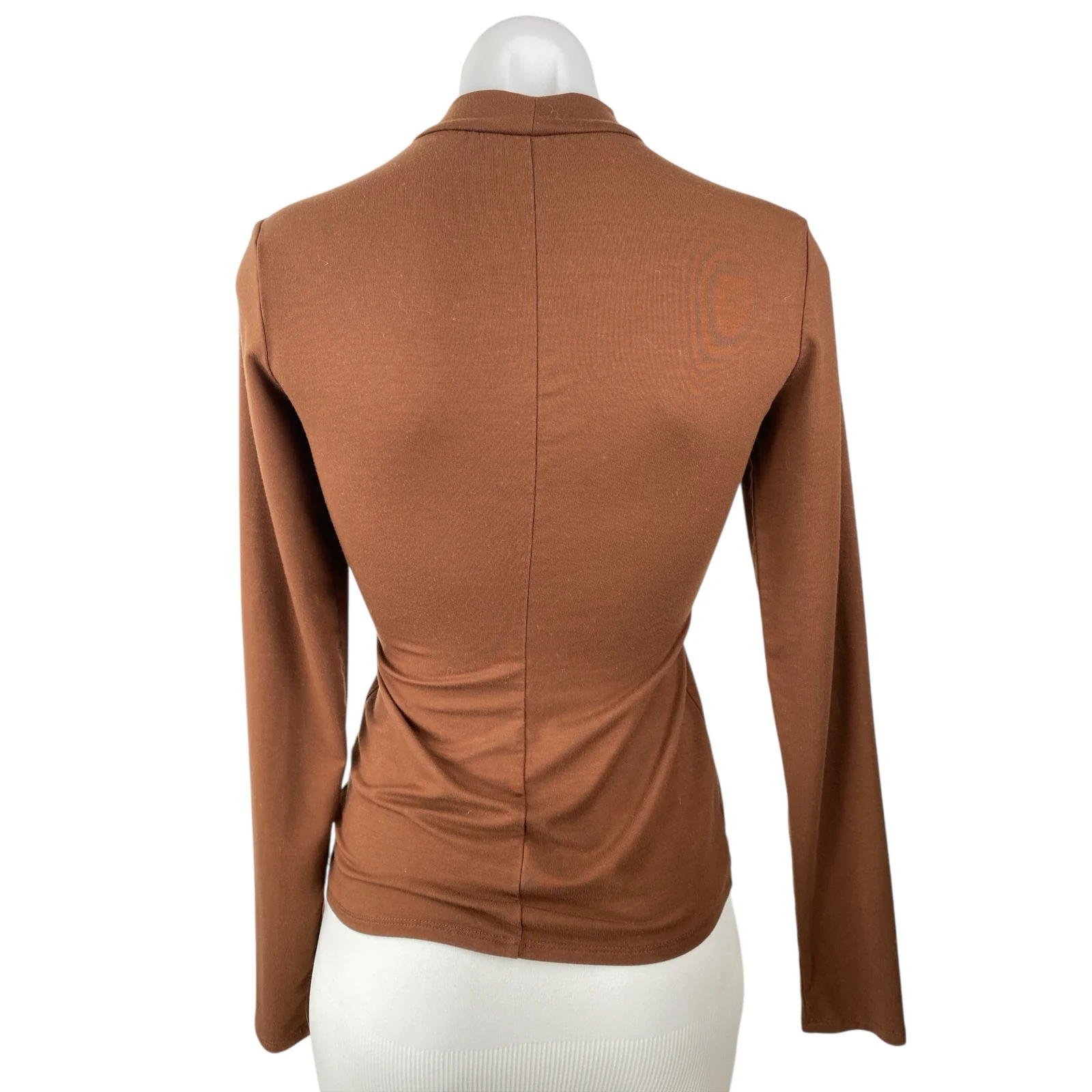 Reformation Bailey Women Brown Long Sleeve Mock Neck Inner Layer Knit Top Size S - Image 2