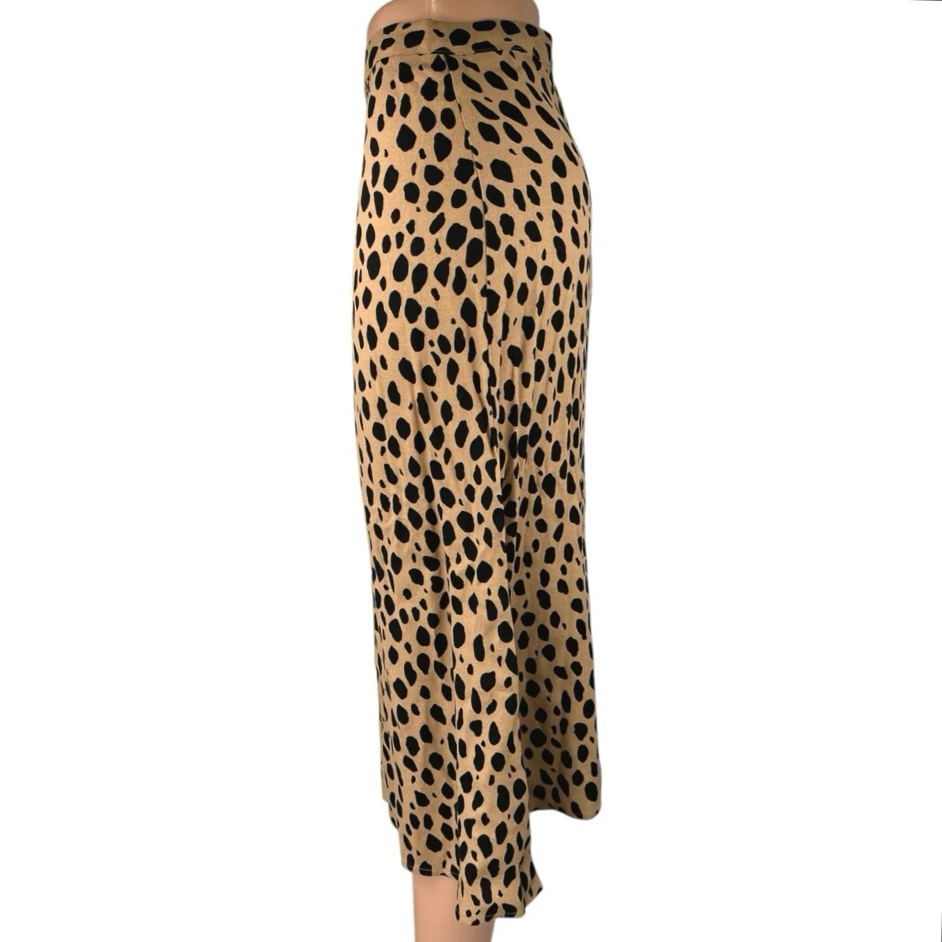 Reformation Bea Brown Silk Satin Leopard Print Midi Straight Pencil Slip Skirt 0 - Image 4