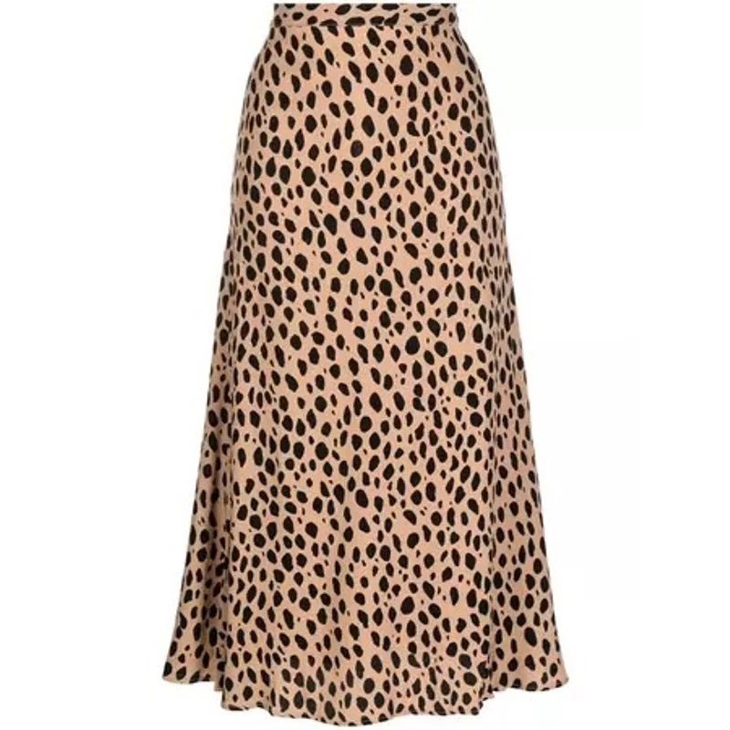 Reformation Bea Brown Silk Satin Leopard Print Midi Straight Pencil Slip Skirt 0 - Image 6