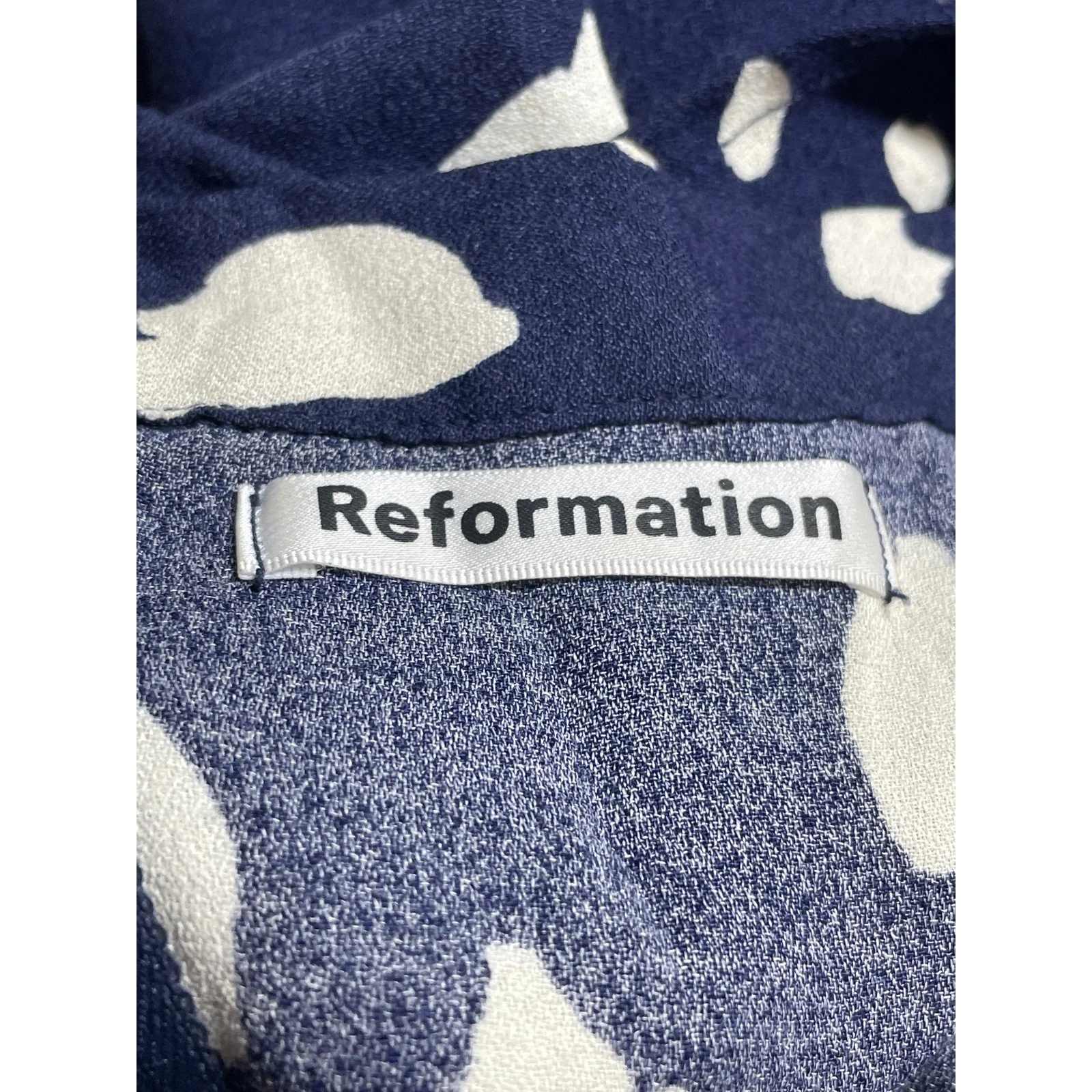 Reformation Bea Women's Navy Blue Abstract Print Slit Flowy Midi A-Line Skirt 4 - Image 5