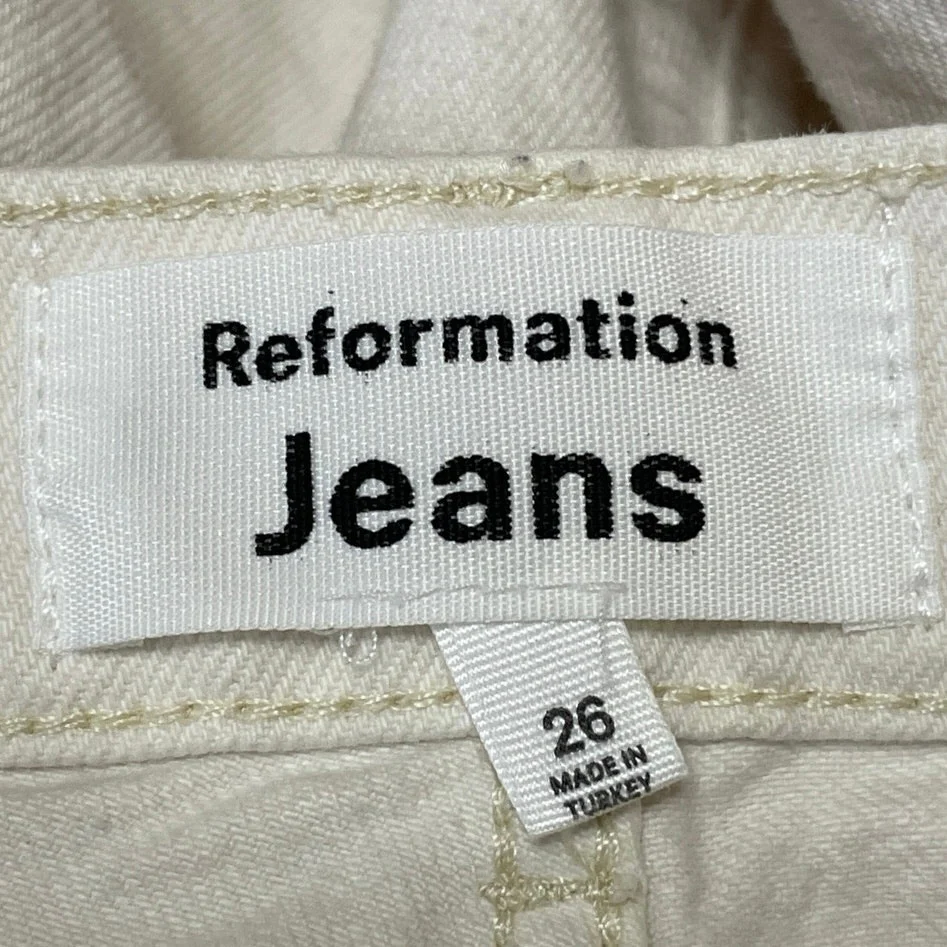 Reformation Cary White High Rise Slouchy Baggy Wide Leg Denim Jeans Size 26 - Image 4