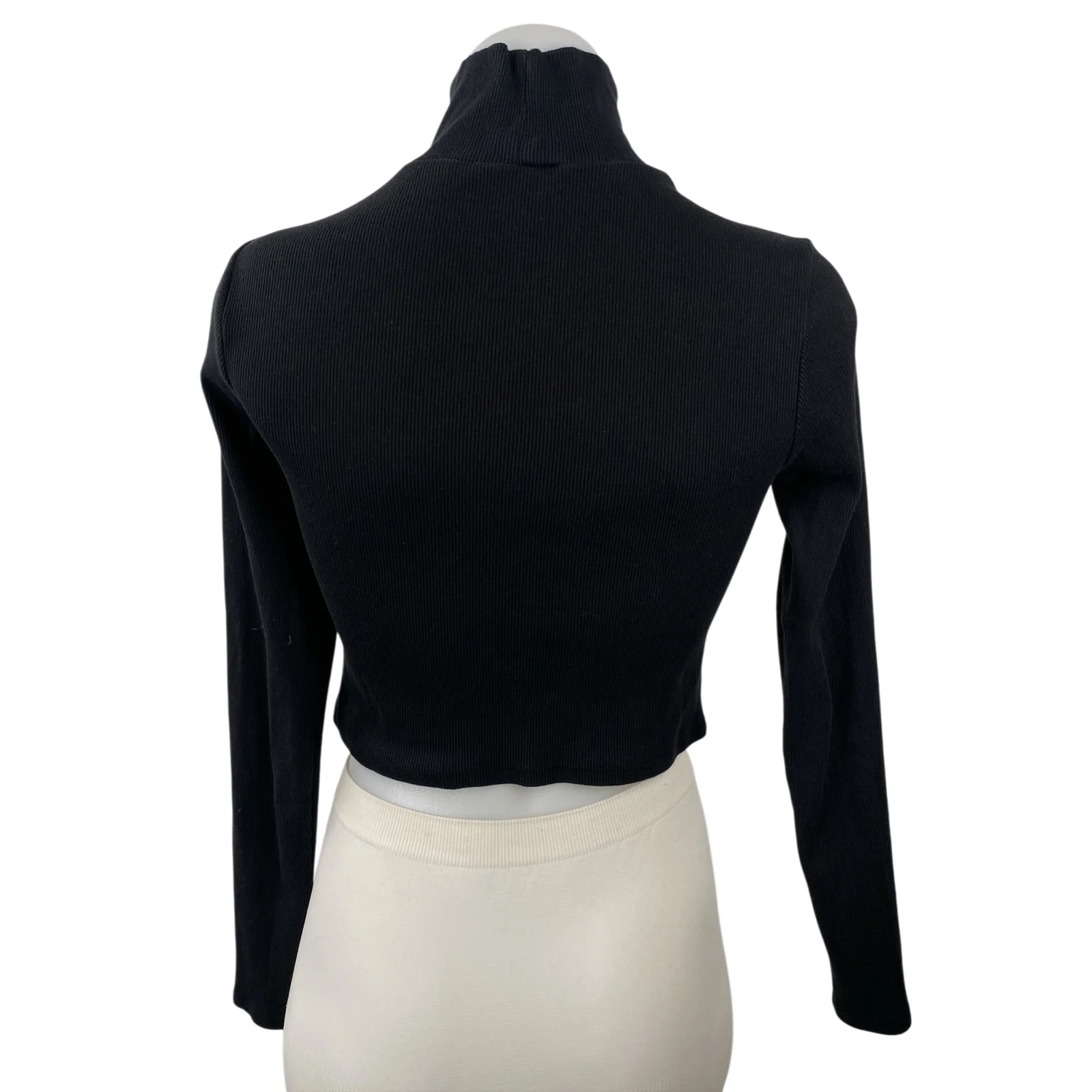 Reformation Davy Women's Black Turtleneck Long Sleeve Knit Crop Top Size M - Image 4
