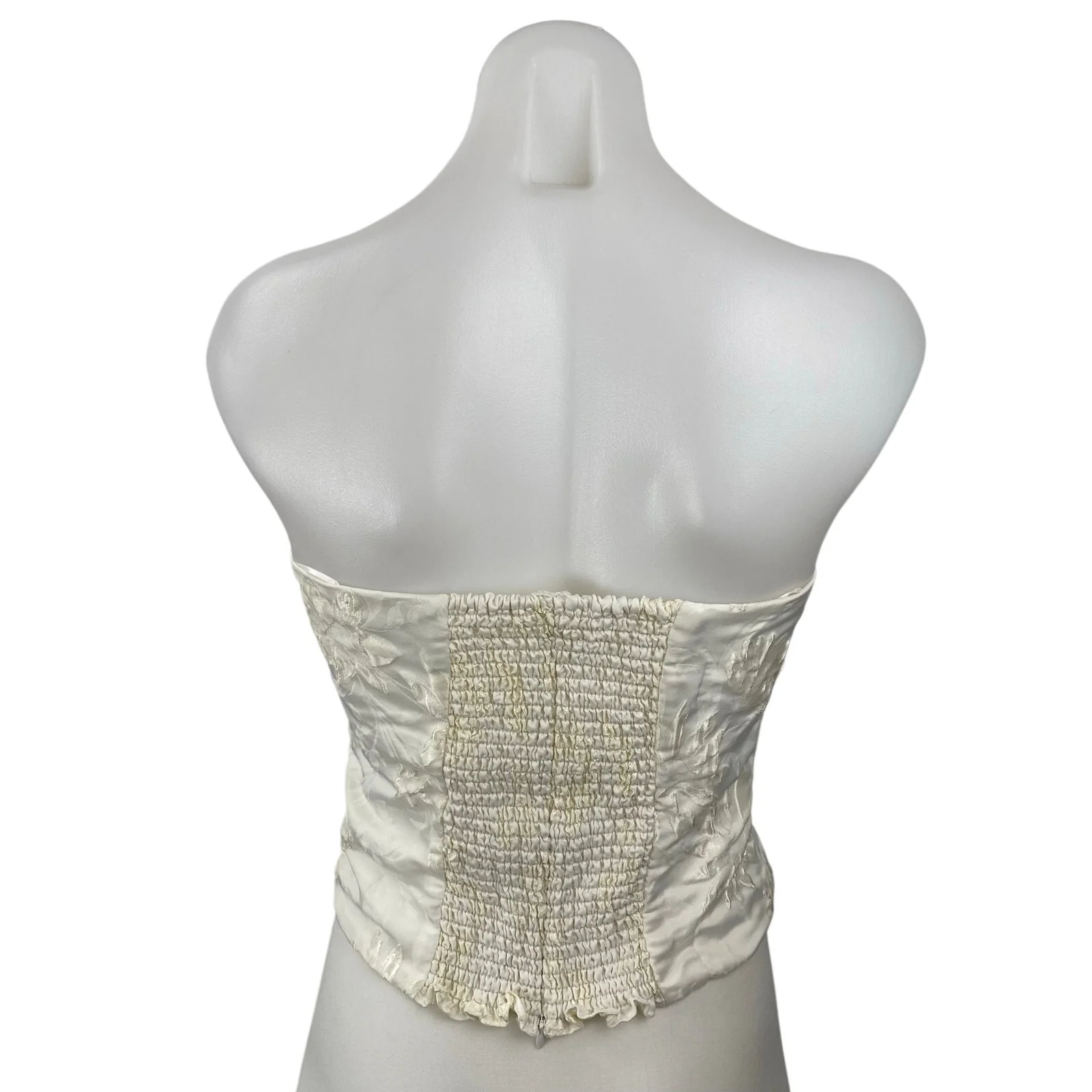 Reformation Giorgia Women's White Floral Sleeveless Bandeau Crop Corset Top Sz 4 - Image 3