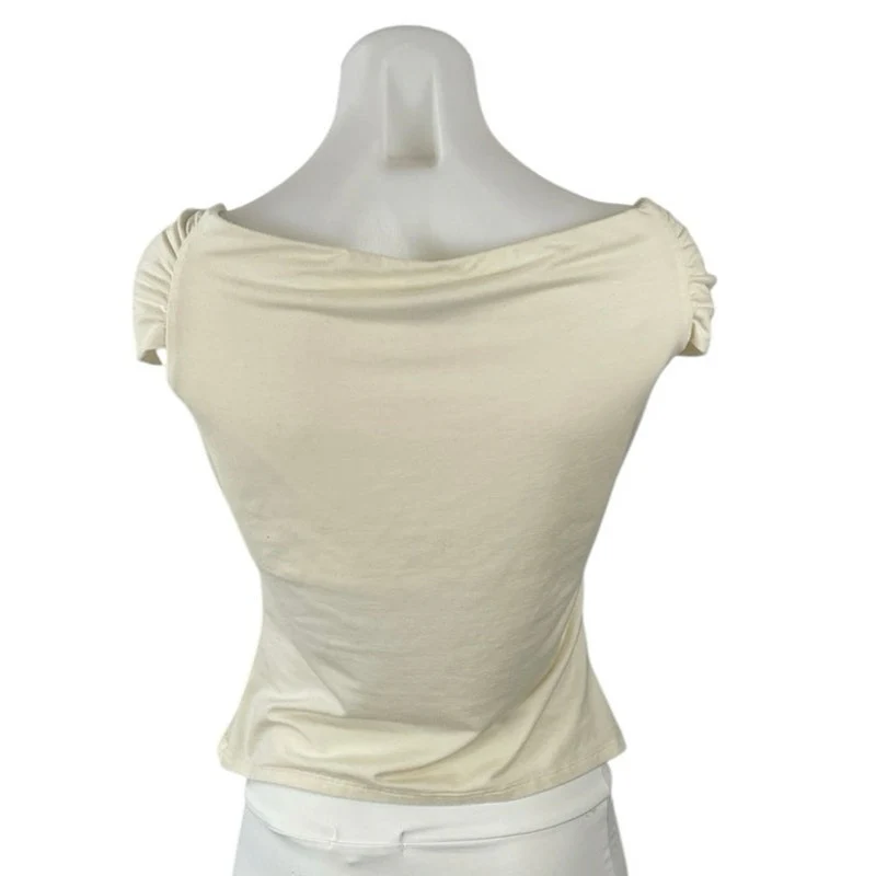 Reformation Idalia Cello Cream Draped Cowl Neck Sleeveless Tank Blouse Top Sz M - Image 3