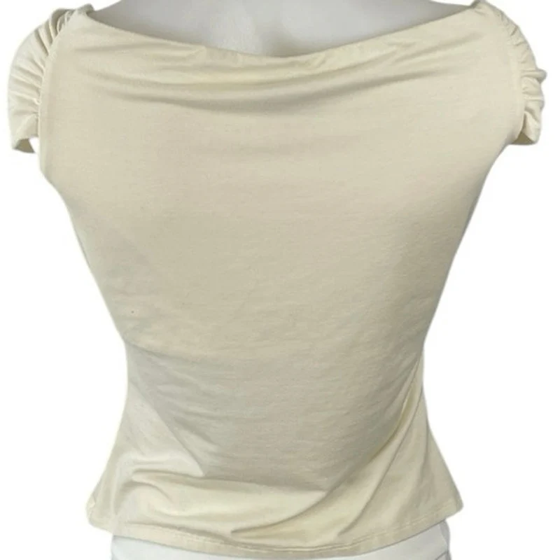 Reformation Idalia Cello Cream Draped Cowl Neck Sleeveless Tank Blouse Top Sz M - Image 4