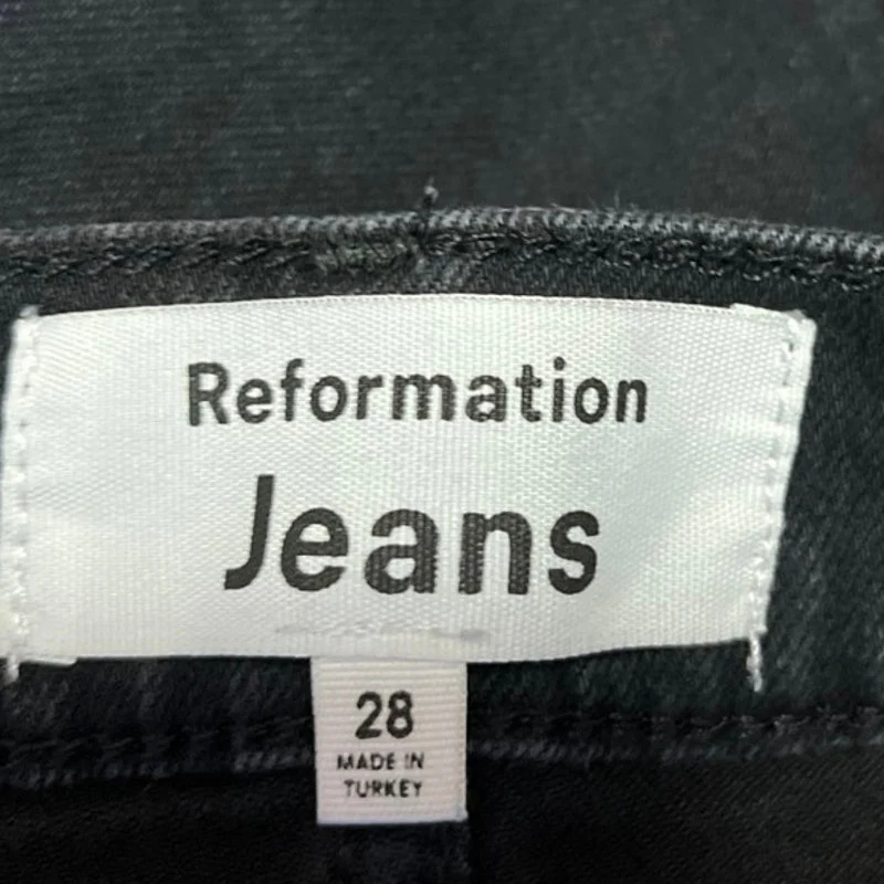 Reformation Jeans Emma High Rise Black Baggy Wide Leg Crop Denim Jeans Size 28 - Image 4