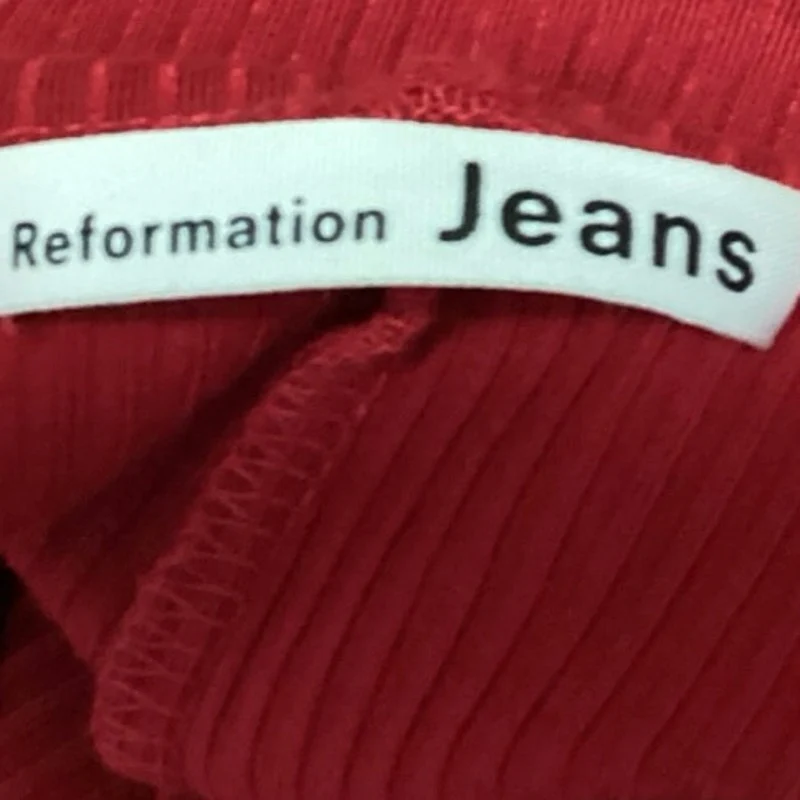 Reformation Jeans Red Turtleneck Ribbed Knit Long Sleeve Bodysuit Mini Dress XS - Image 4