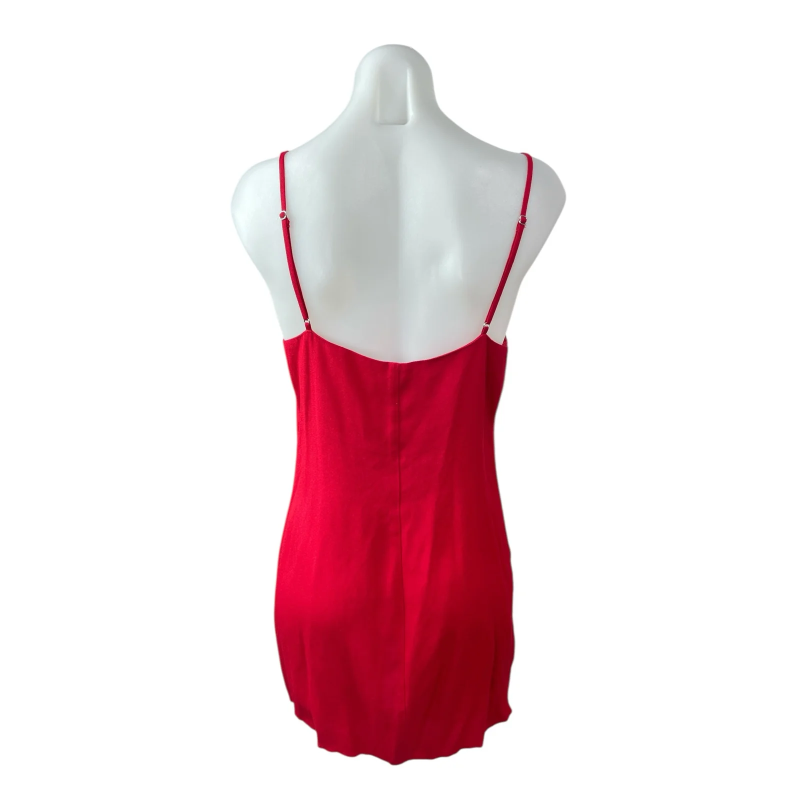 Reformation Marlowe Red Sleeveless V Neck Slit Cami Camisole Mini Slip Dress M - Image 4