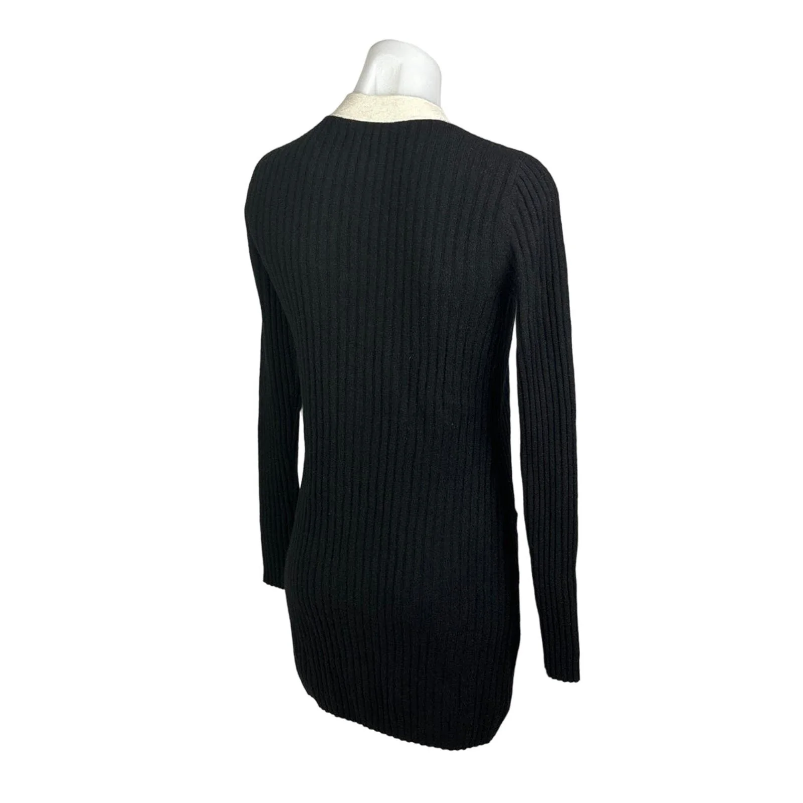 Reformation NWT $298 Black Cashmere Ribbed V Neck Button Up Sweater Dress Size S - Image 3