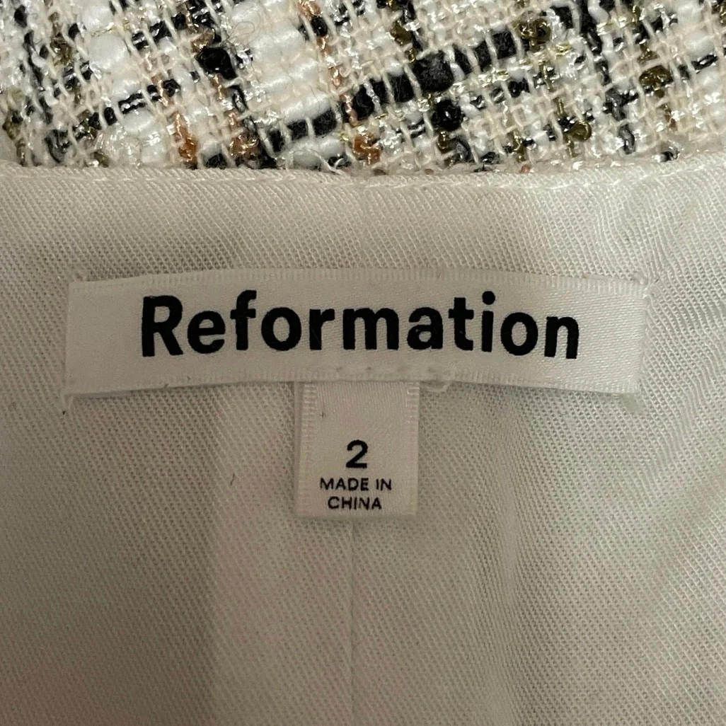 Reformation Plaid Check Zuri Crop Top Veranda Mini Flare A-Line Skirt Set Sz 2/4 - Image 5