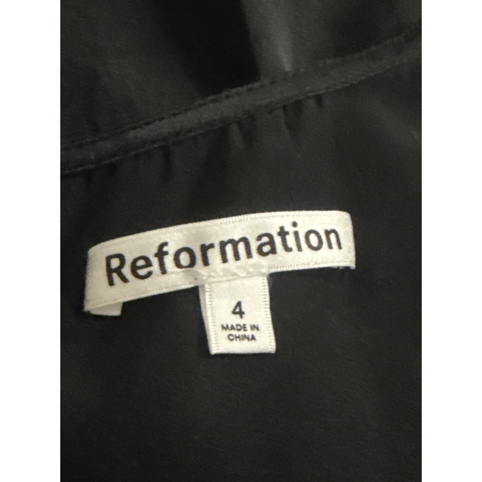 Reformation Roe 100% Silk Black Ruched Boat Neck Long Sleeve Peplum Blouse Top 4 - Image 5