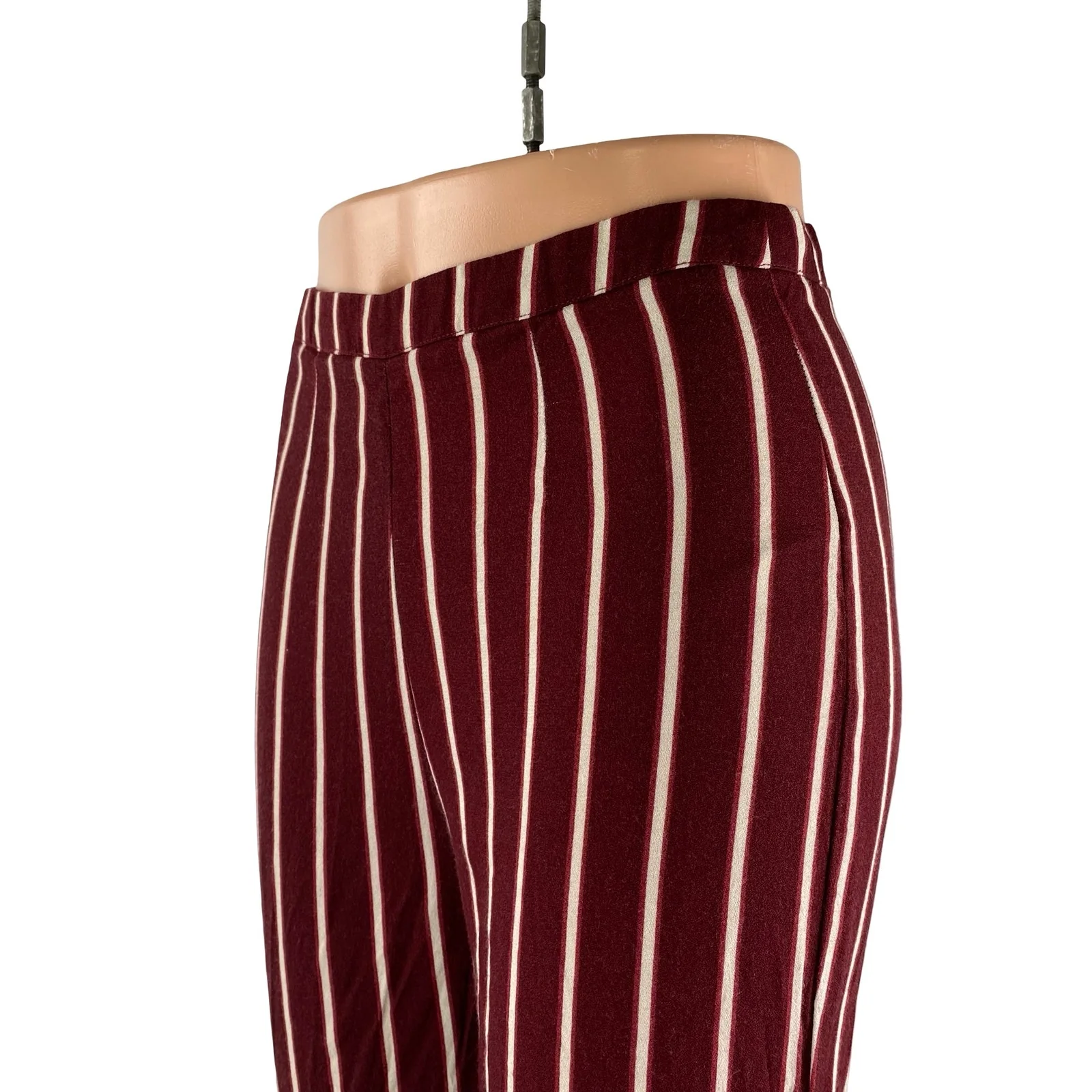 Reformation Sorrenti Red White High Rise Striped Wide Leg Trousers Pants Size 4 - Image 3