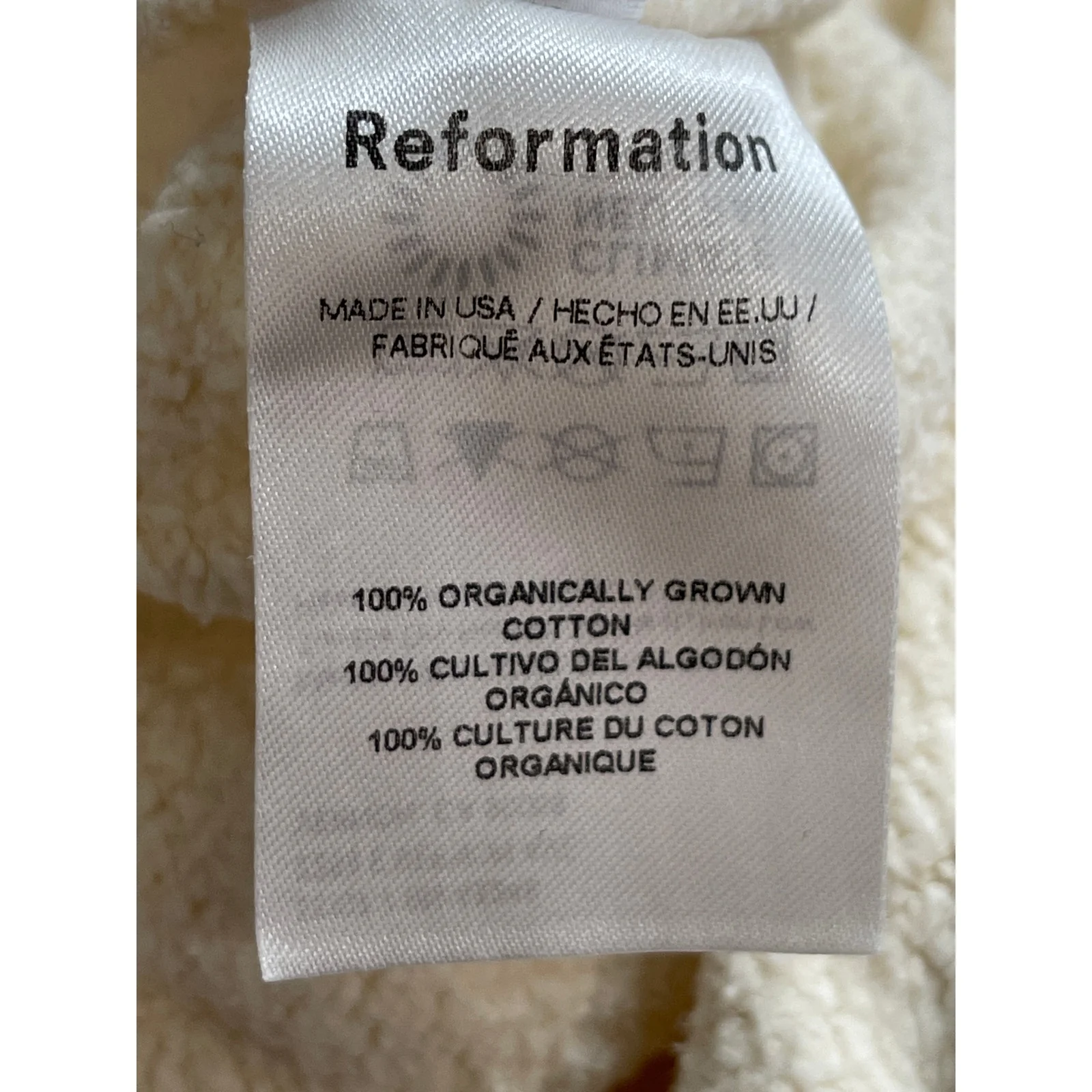 Reformation White Fleece High Waist Tapered Leg Trousers Joggers Sweat Pants XS - Image 5