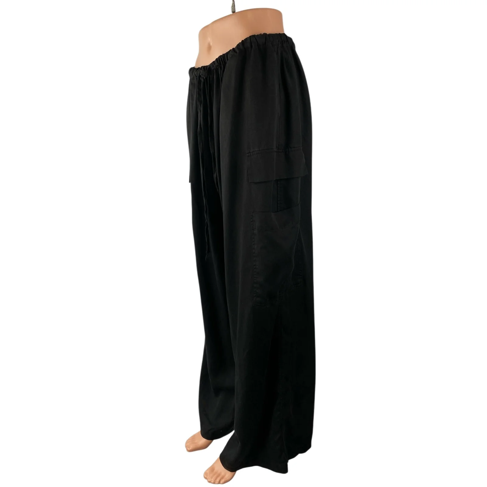 Reformation Women's Black Loose Parachute Baggy Trousers Utility Cargo Pants M - Image 3