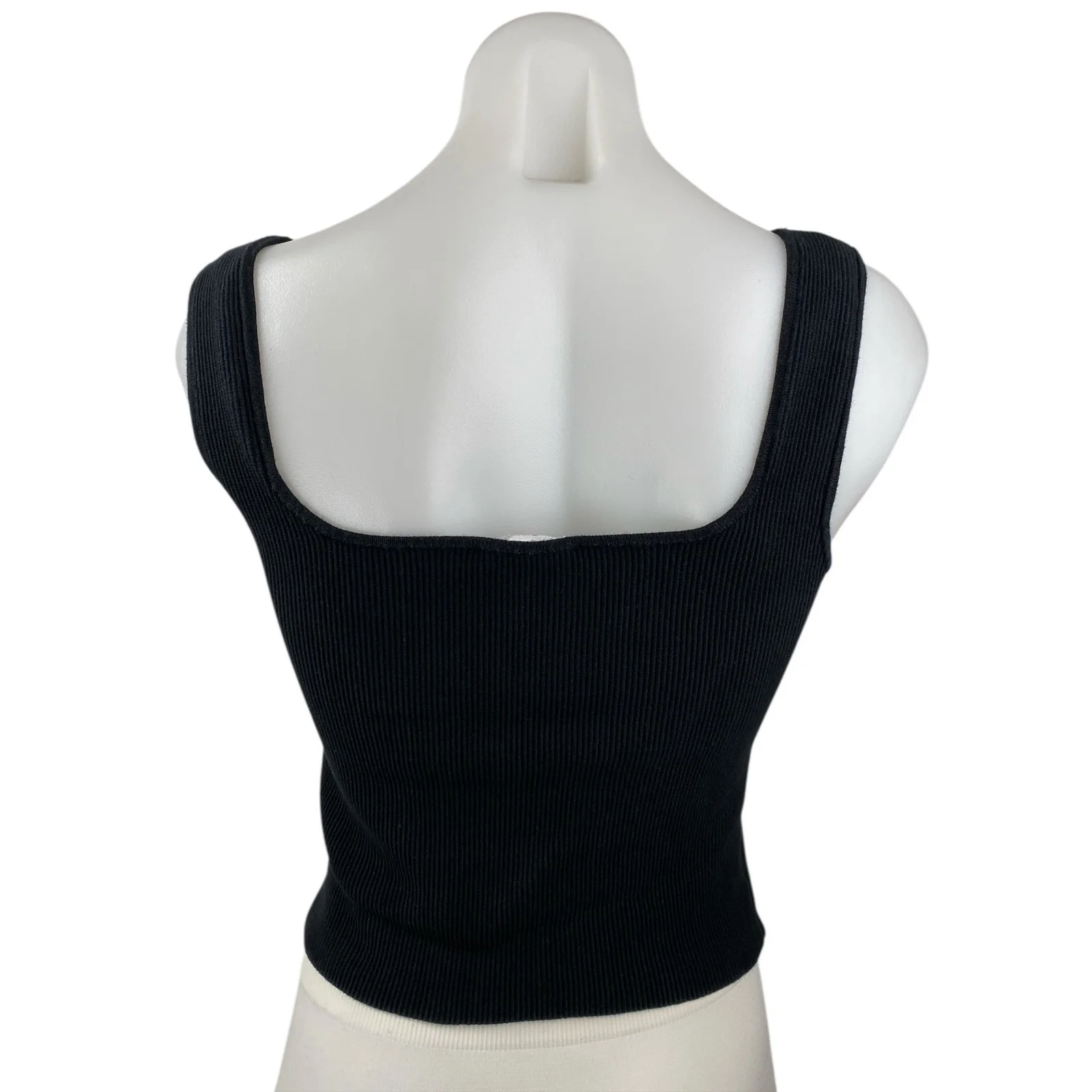 Reformation Womens Black Ribbed Knit Sleeveless Square Neck Cami Tank Top Size S - Image 2