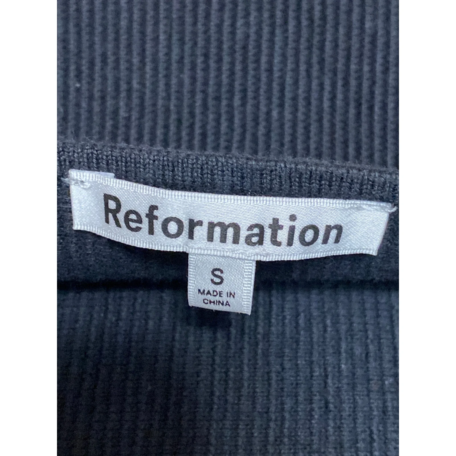 Reformation Womens Black Ribbed Knit Sleeveless Square Neck Cami Tank Top Size S - Image 3