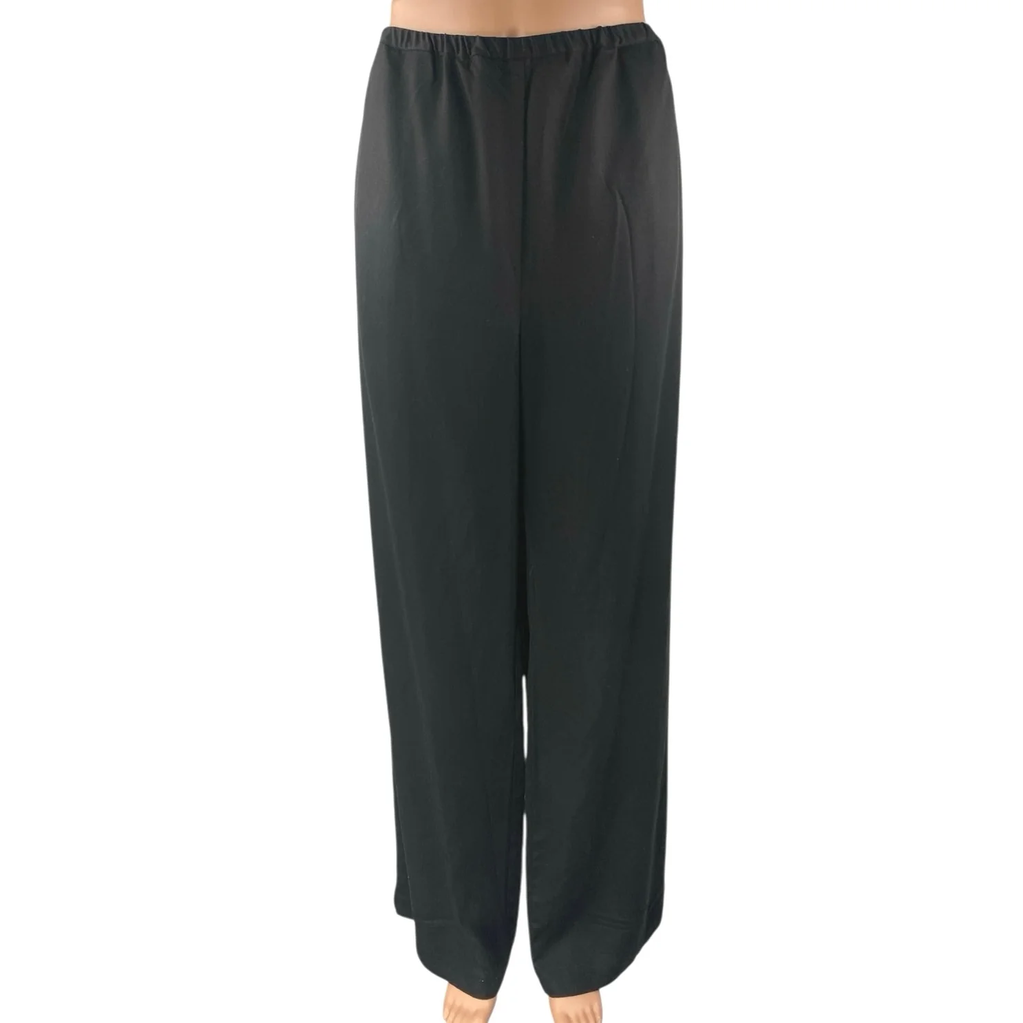 Reformation Women's Black Straight Wide Leg Elastic Waist Trousers Dress Pants L