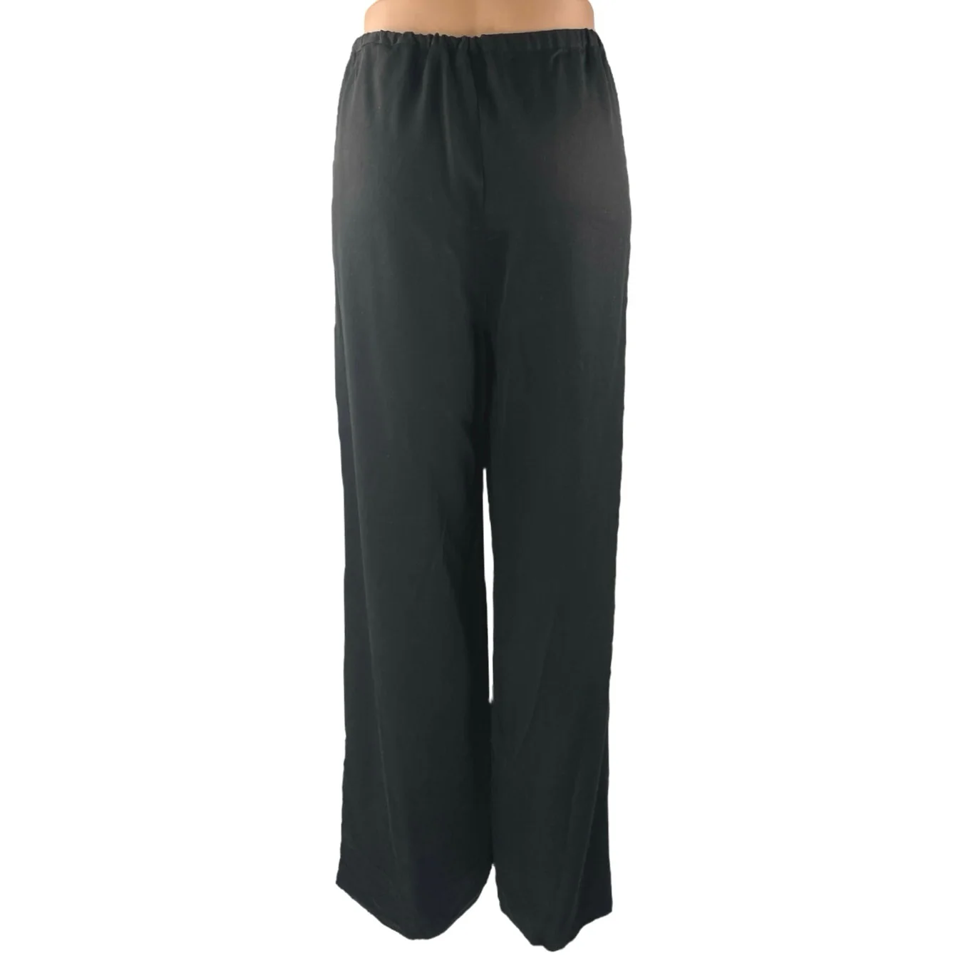 Reformation Women's Black Straight Wide Leg Elastic Waist Trousers Dress Pants L - Image 3