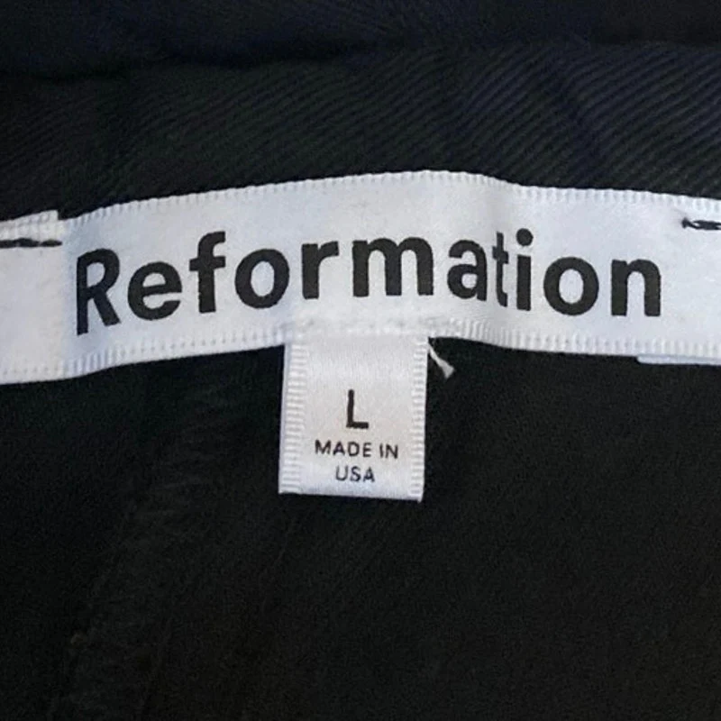 Reformation Women's Black Straight Wide Leg Elastic Waist Trousers Dress Pants L - Image 4