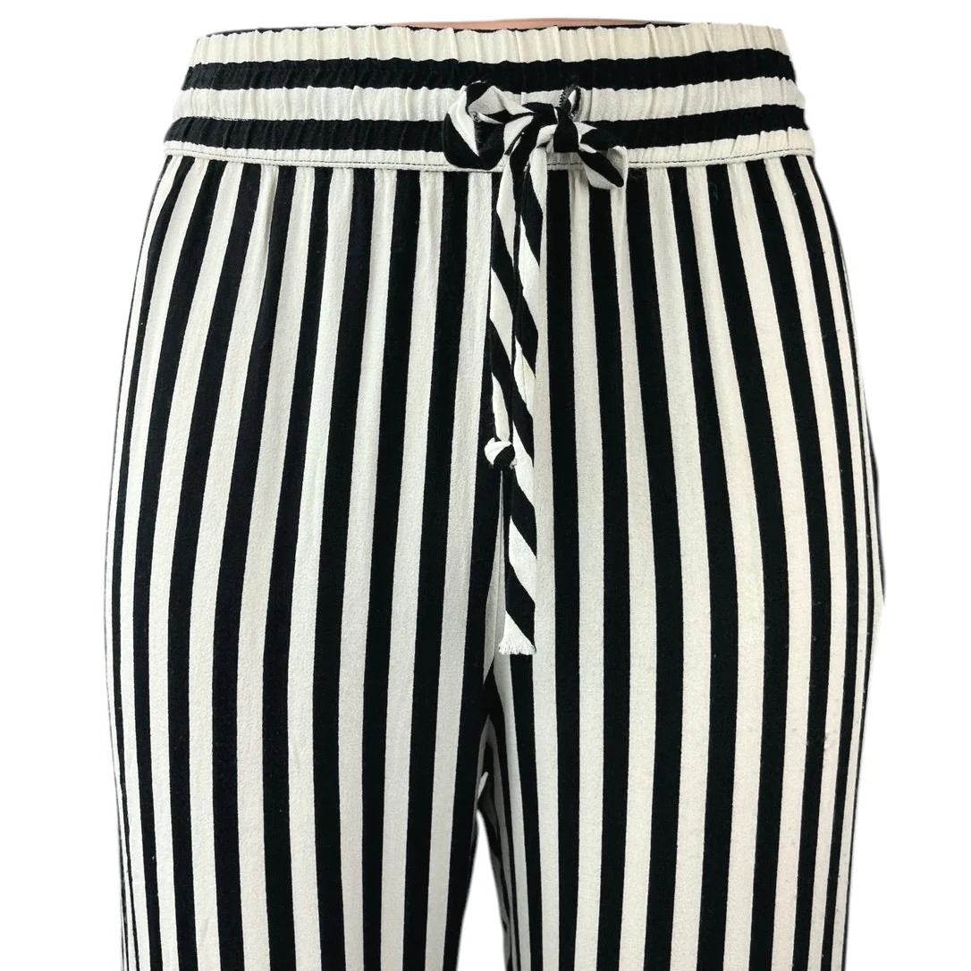 Reformation Women's Black White Striped High Rise Cropped Casual Pants Size S - Image 4
