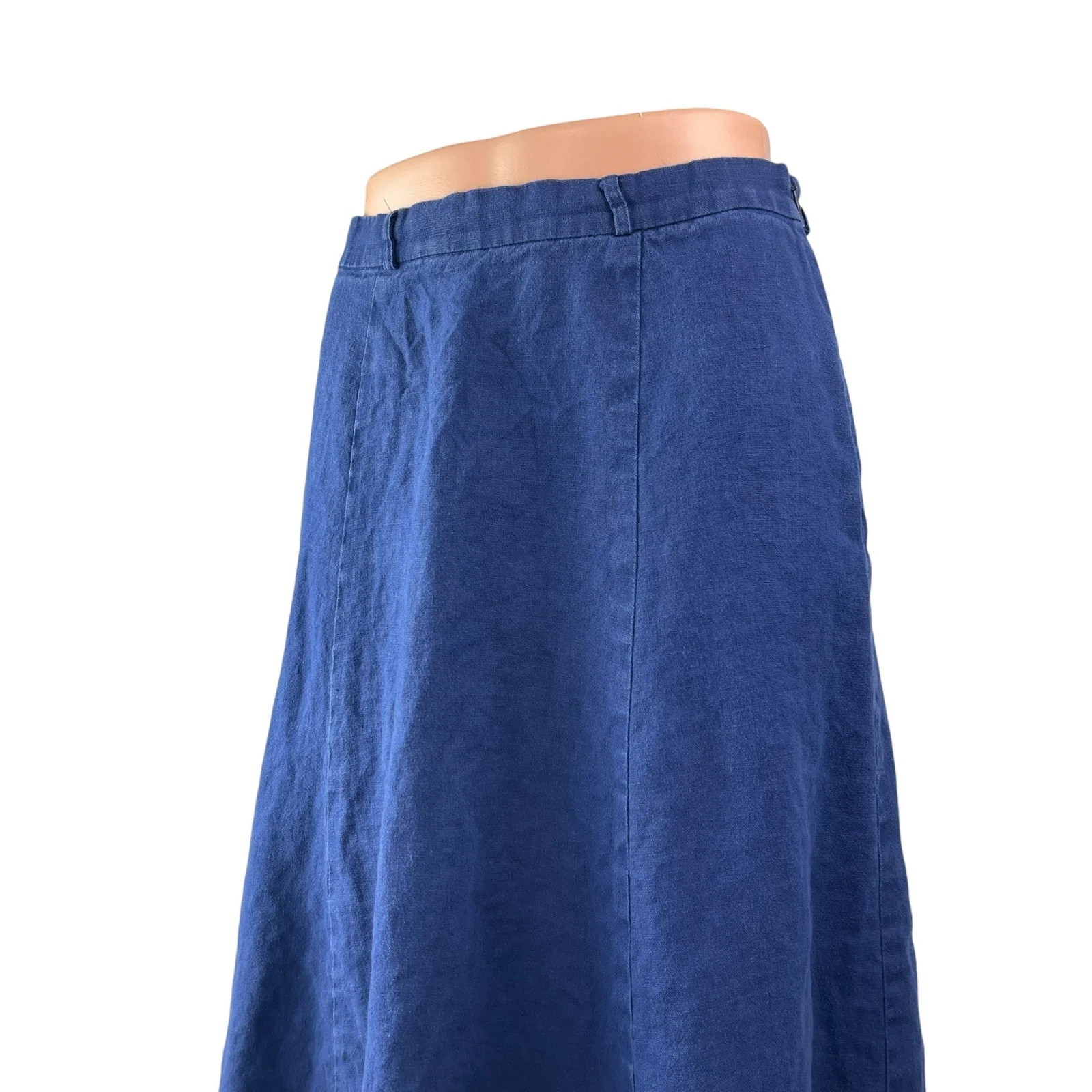 Reformation Women's Blue 100% Linen High Waisted Flare A Line Midi Skirt Size 2 - Image 2