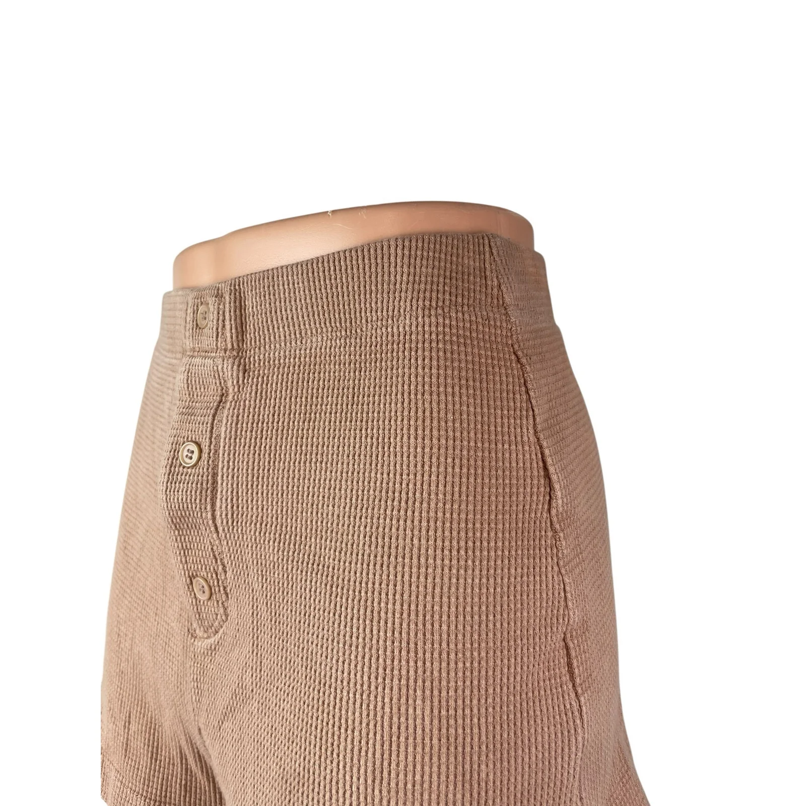 Reformation Women's Brown Ribbed High Rise Cuffed Hem Wide Leg Lounge Shorts XS - Image 4