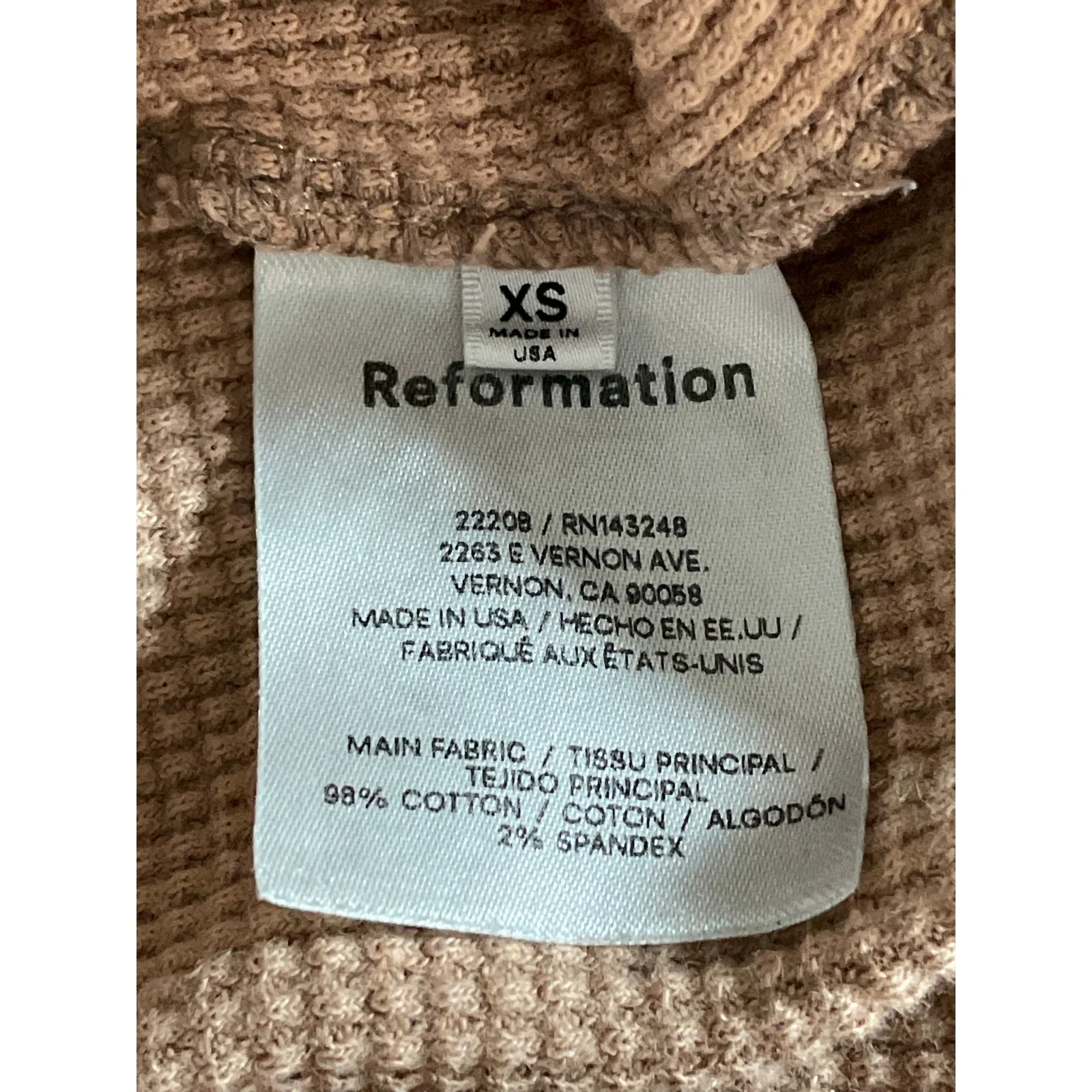 Reformation Women's Brown Ribbed High Rise Cuffed Hem Wide Leg Lounge Shorts XS - Image 7