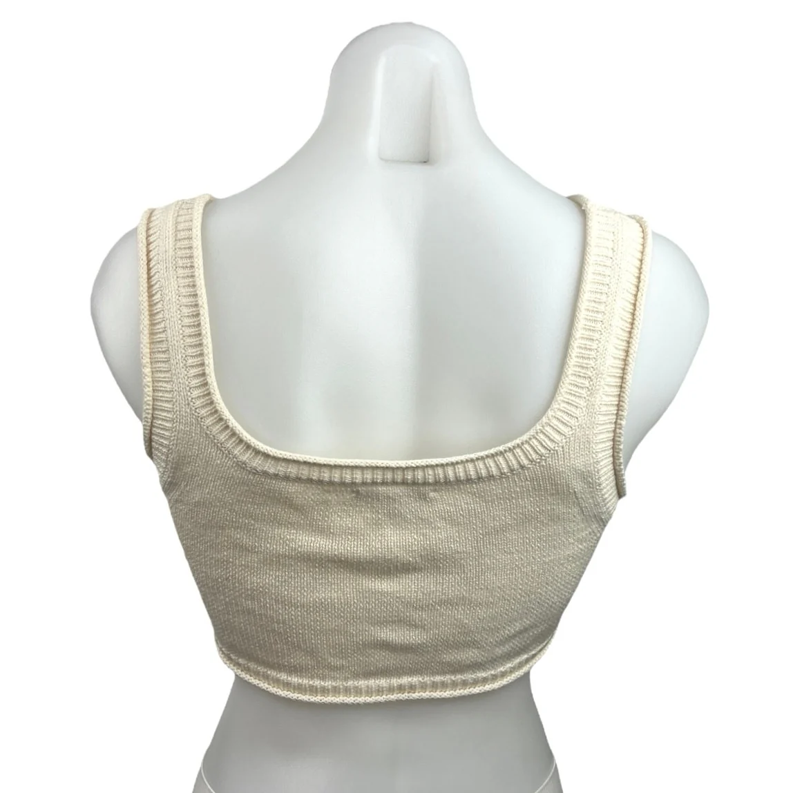 Reformation Womens Cream White Sleeveless Scoop Neck Knit Crop Tank Top Size XS - Image 2