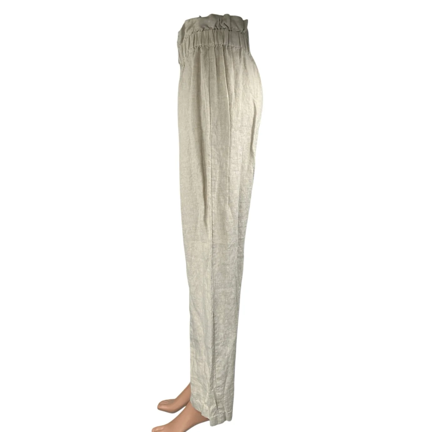 Reformation Women's Gray 100% Linen Paperbag Straight Trousers Pants Size 6 - Image 2