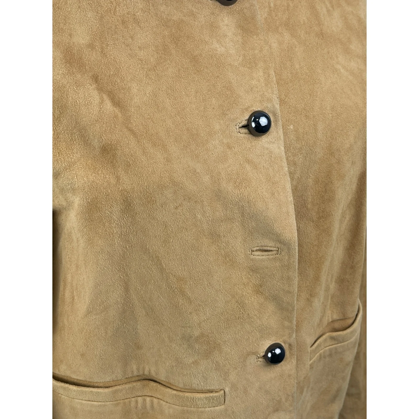 Reformation x Veda Women's Tan 100% Leather Suede Button Up Coat Jacket Size S - Image 2