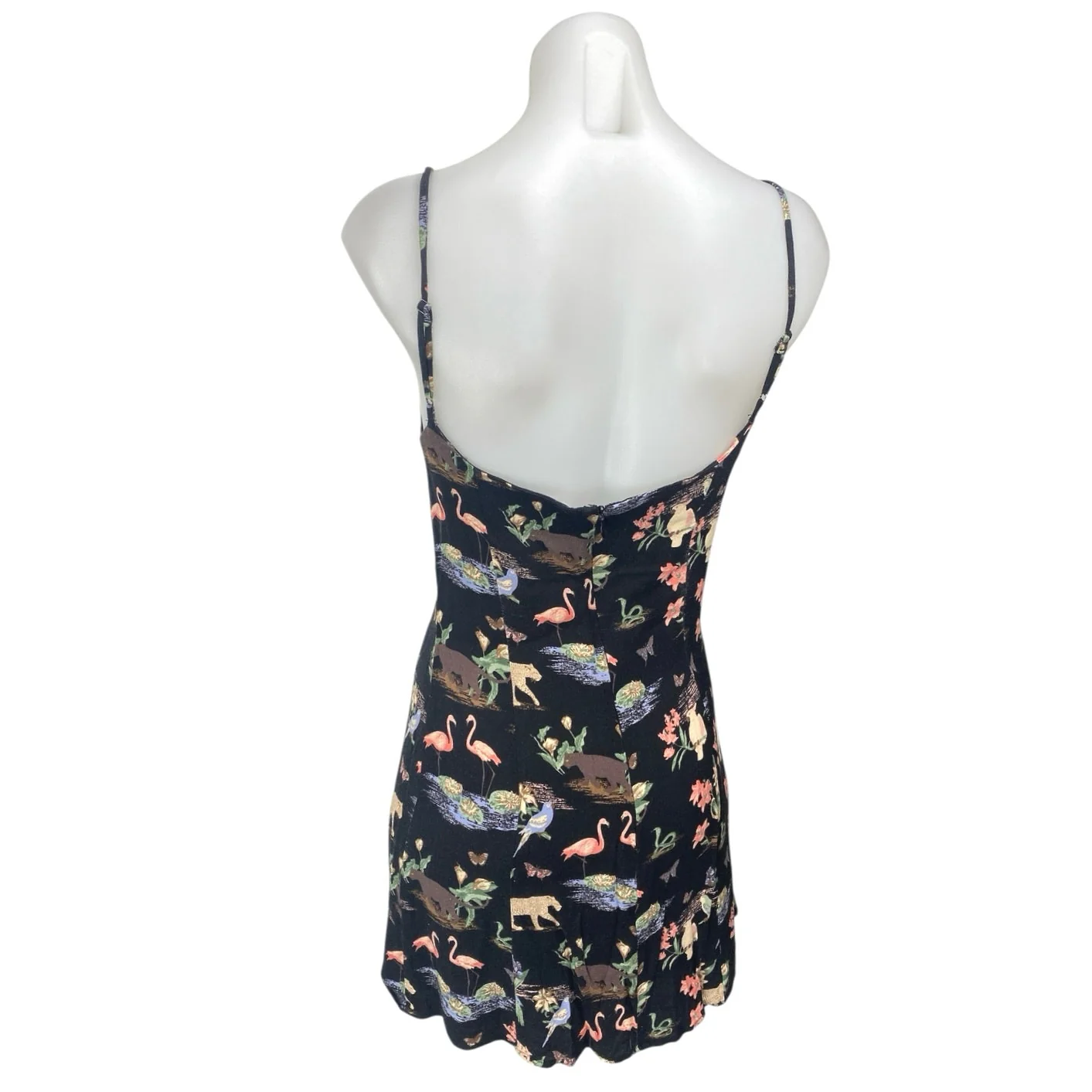 Reformation Yasmin Black Brasilia Graphic Sleeveless Cami Tank Mini Slip Dress 4 - Image 2