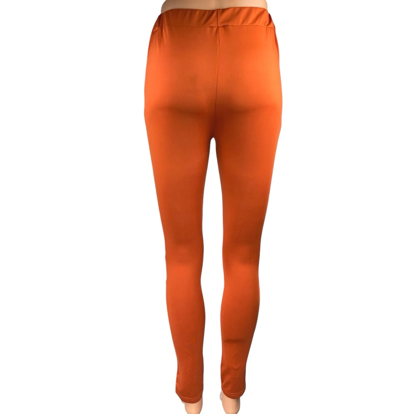 Rehab Orange Studded Fishnet Jeweled Skinny Mid Rise Trousers Leggings Pants L - Image 3