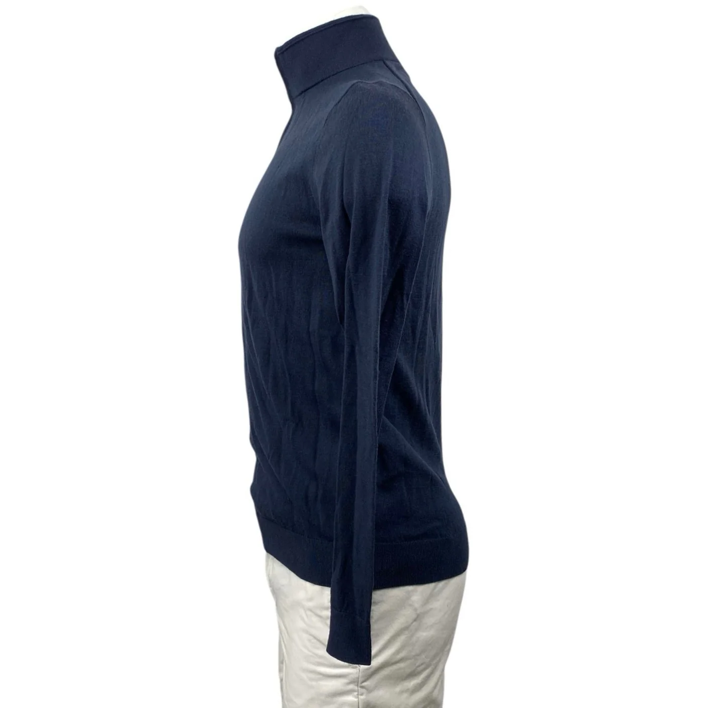Reiss Men's Blue Wool Turtleneck Long Sleeve 1/4 Zip Sweatshirt Sweater Top S - Image 2