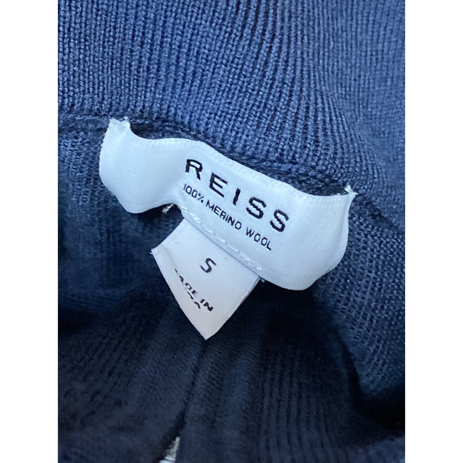 Reiss Men's Blue Wool Turtleneck Long Sleeve 1/4 Zip Sweatshirt Sweater Top S - Image 4