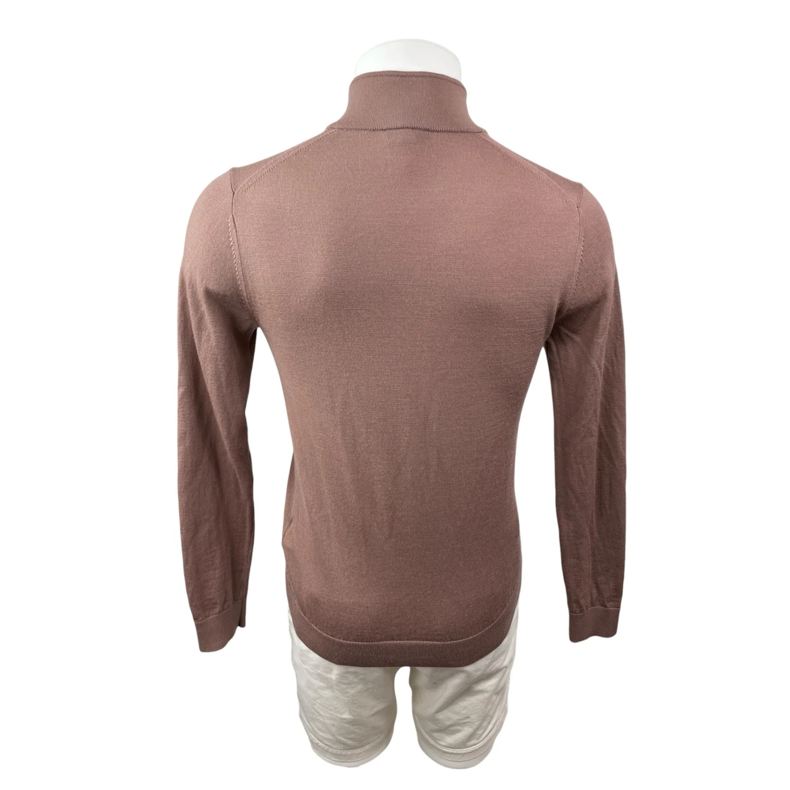 Reiss Men's Brown 100% Wool 1/4 Zip Long Sleeve Knit Sweatshirt Sweater Top Sz S - Image 4