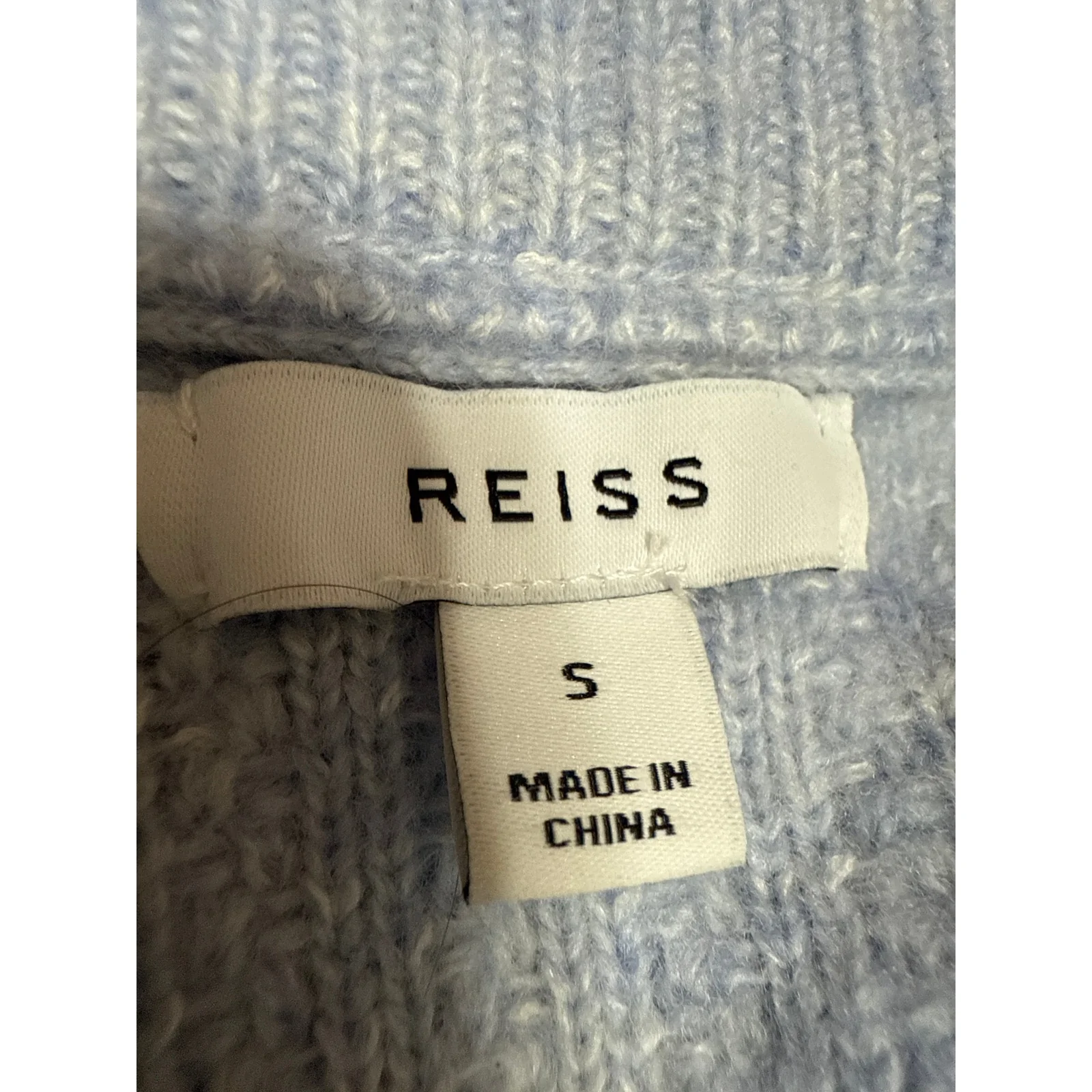 Reiss Women's Blue Wool Long Sleeve Ribbed Knit Crew Neck Sweater Top Size S - Image 3