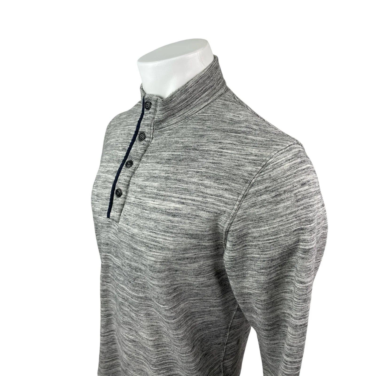 Relwen Men's Gray Heather 1/4 Snap Long Sleeve Stand Collar Sweatshirt Top Sz M - Image 2