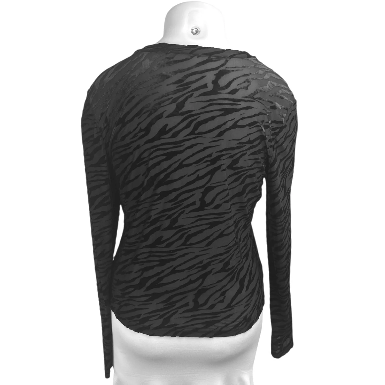 Remi X Revolve Ella Black Animal Tiger Print Velvet Long Sleeve Shirt Top 2XL - Image 2