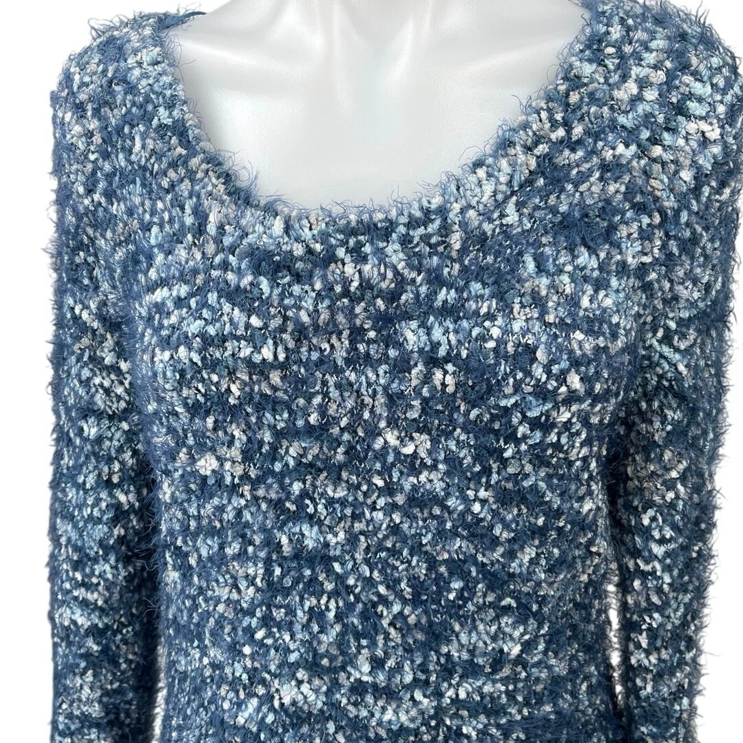 Renuar Women's Blue Scoop Neck Knit Long Sleeve Pullover Sweater Top Size S - Image 3