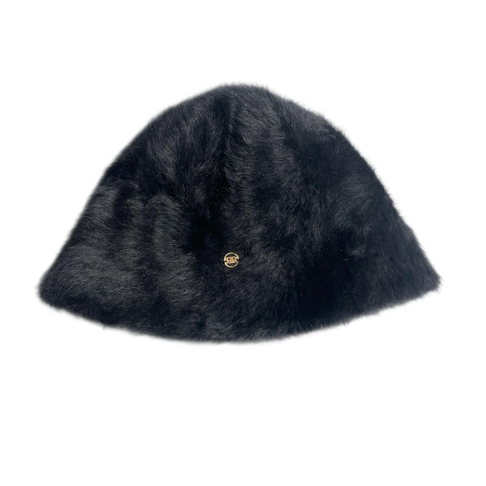 Reorg Women's Black Faux Fur Fleece Fuzzy Logo Snow Winter Bucket Hat OS - Image 2