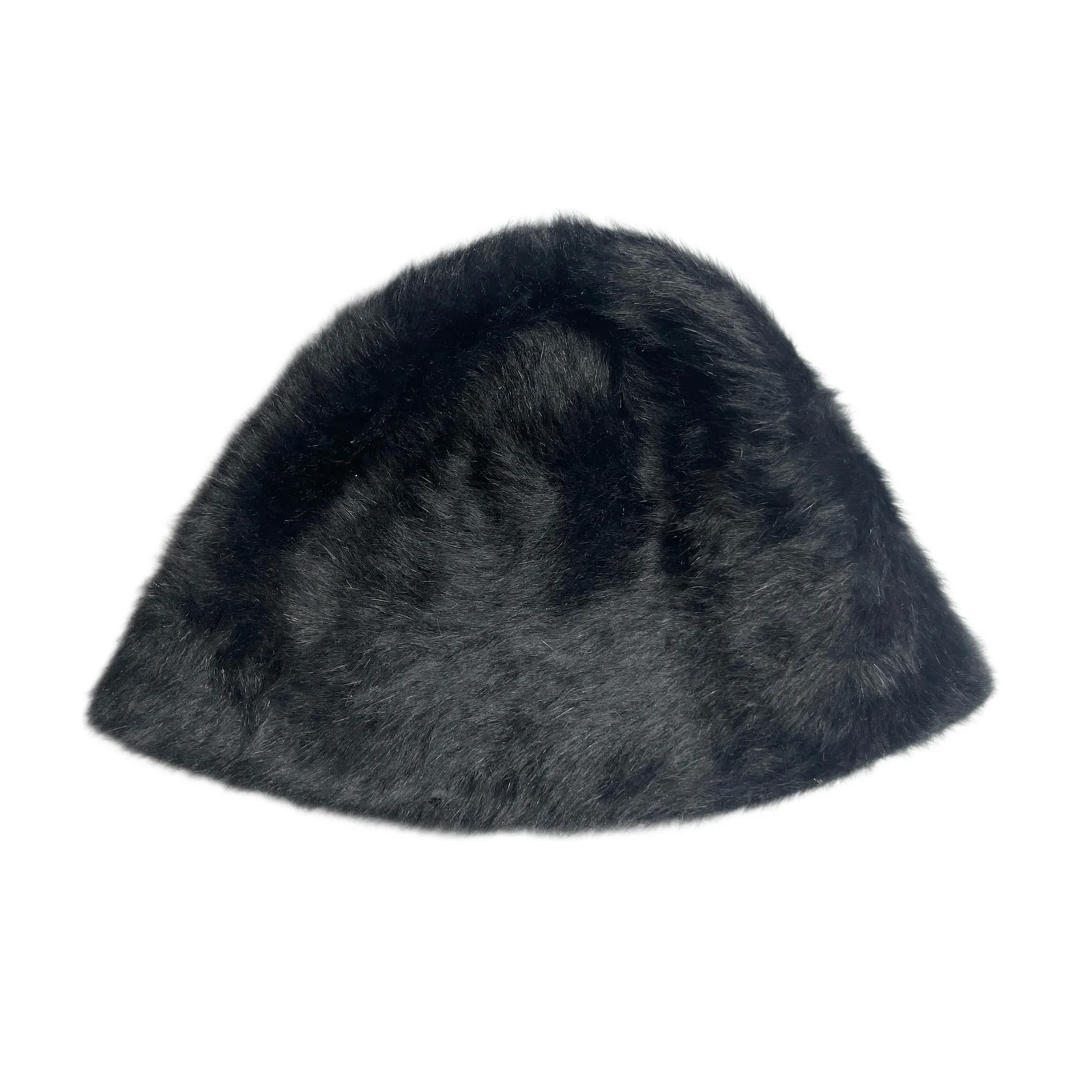 Reorg Women's Black Faux Fur Fleece Fuzzy Logo Snow Winter Bucket Hat OS - Image 3